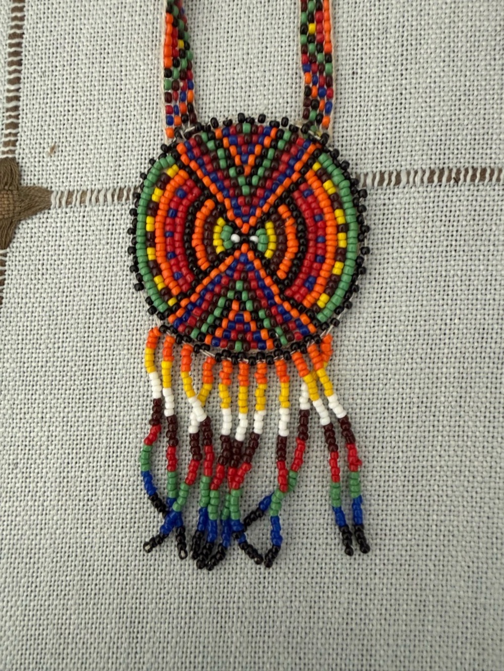 Colorful Beaded Fringe Necklace - Multicolor